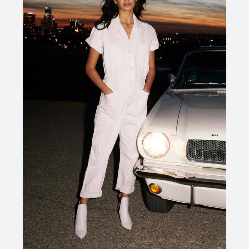 pistola White Short-Sleeve Utility Jumpsuit
